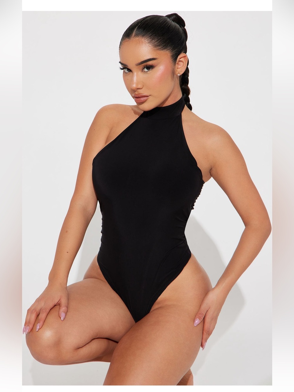 High Neck Black One-Piece Bodysuit